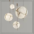 Modern White Textured Spherical Pendant Lights Hanging with Round Shades in Gray Interior