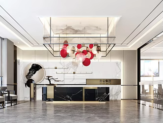 New Chinese Hall Office Lobby 3d model