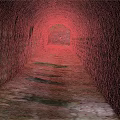 Stone Tunnel Pathway With Weathered Stone Walls And End Greenery Light 3d model