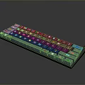 Computer Keyboard with Black and Teal Keys Modern Standard Layout Design 3d model