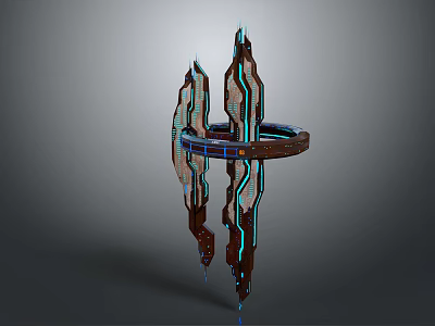 Futuristic Water Vehicle With Circular Ring Structure And Blue Glowing Lines 3d model