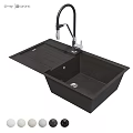 Black Single Bowl Sink With Foldable Cover And Modern Faucet Design