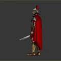 Roman Soldier Armor Featuring Red Helmet Metal Chest Plate Red Cloak Golden Greaves And Sword