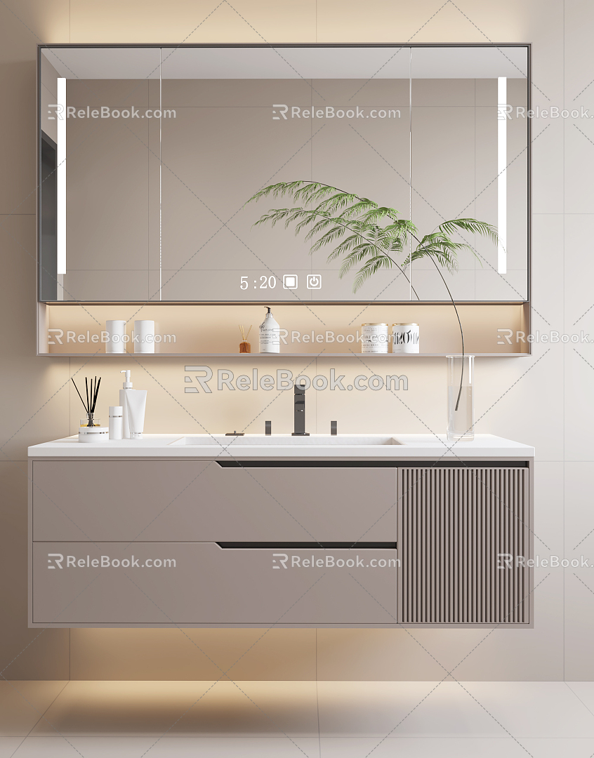 modern sink bathroom cabinet 3d model