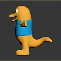Friendly Yellow Cartoon Animal Character In Blue Shirt With Letter D And Open Arms