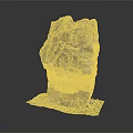 Gray Textured Rock Structure With Yellow Specks And Green Base
