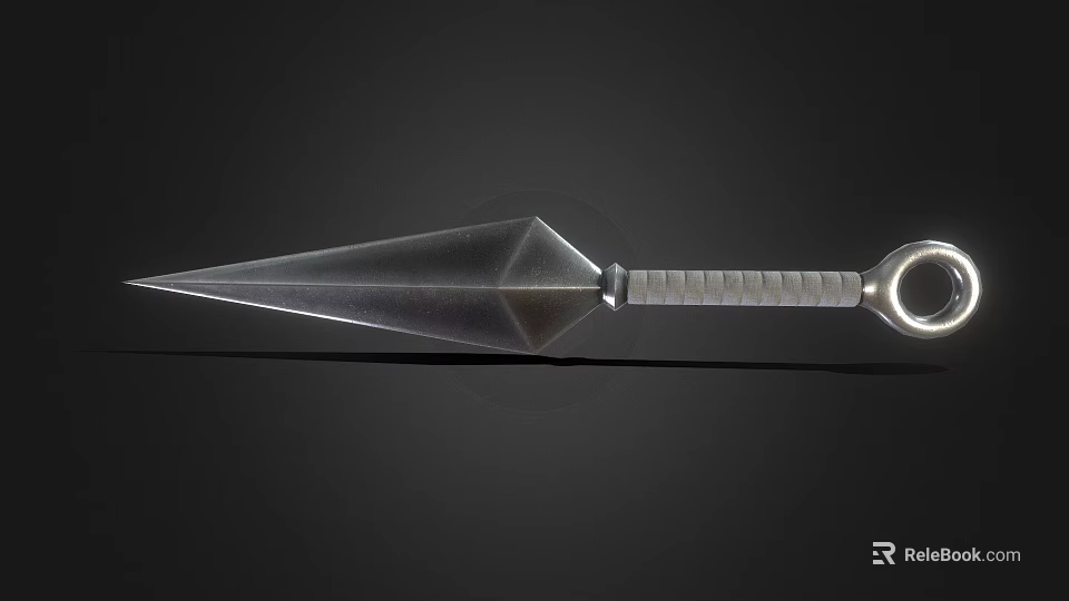 Metal Spear With Sharp Pointed Tip Textured Grip And Ring Handle Design 3d model 
