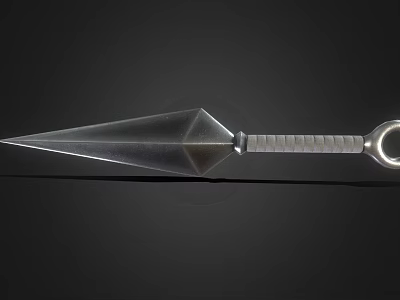 Metal Spear With Sharp Pointed Tip Textured Grip And Ring Handle Design 3d model