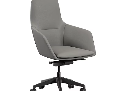 Grey Modern Office Chair With Ergonomic Backrest Comfortable Padded Seat And Rolling Wheels 3d model