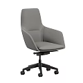 Grey Modern Office Chair With Ergonomic Backrest Comfortable Padded Seat And Rolling Wheels