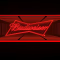 Modern Budweiser Red Neon Sign Design Featuring Vibrant Striped Background 3d model