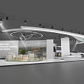 NOVAT Green Energy Auto Show Exhibition Booth With Curved Roof Lighting And White Car