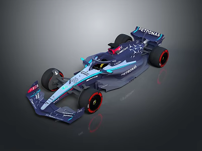 Blue and Black Formula 1 Racing Car With RITZONA Logo Red Wheels and Aerodynamic Design 3d model