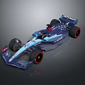 Blue and Black Formula 1 Racing Car With RITZONA Logo Red Wheels and Aerodynamic Design