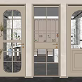 Elegant Modern Beige Casement Doors With Arched Textured And Panel Glass Designs