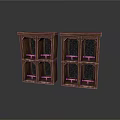 Double Brown Wooden Cabinets With Mesh Doors And Multi Layer Shelves