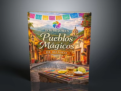 Scenic Mexican Pueblos Magicos Street With Colorful Banners Traditional Buildings And Drinks With Limes 3d model