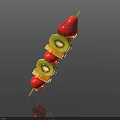 Fresh Fruit Skewer With Strawberry Kiwi Cherry Tomatoes And Lemon Slices On Bamboo Stick