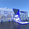 Modern Exhibition Booth Design Featuring Display Screens And Brand Elements 3d model