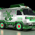 Heineken Mobile Beer Bar Truck Green White Design Red Star Wheels and Outdoor Tables Chairs