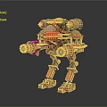 Red Mechanical Mecha Character With Four Limb Structure And Weapon Systems