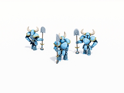 Free Shovel Knight Horn Warrior Cartoon Character 3d model