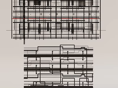 Modern Ceiling Design With Grid Line Structure And Architectural Layout Patterns 3d model