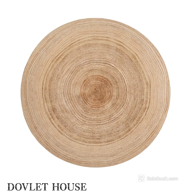 Light Brown Square Rug With Concentric Circles Pattern For Living Room Decor 3d model 