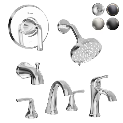 Different Types of Modern Bathroom and Kitchen Faucets with Shower Heads Handles and Knobs 3d model