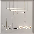 Modern Various Style Chandeliers With Linear Structures Spherical Bulbs And Metal Frames 3d model