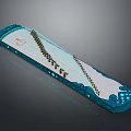Traditional Chinese Guzheng Musical Instrument With Decorative Blue White Design And Strings