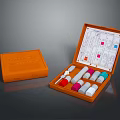 Orange Diagnostic Test Kit Open Case With Colorful Vials And Testing Equipment 3d model