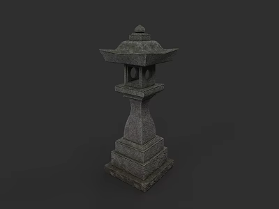Traditional Stone Lantern With Square Base And Pagoda Style Top For Garden Decoration 3d model