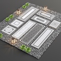 New Chinese Style Paving Garden Paving Floor Paving Setches Landscape Square Paving Courtyard Paving Courtyard Tiles 3d model