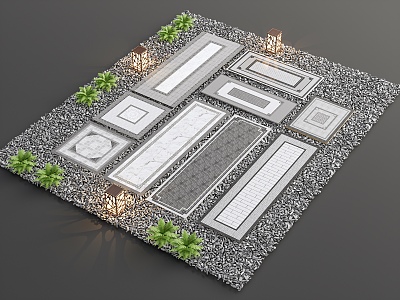 New Chinese Style Paving Garden Paving Floor Paving Setches Landscape Square Paving Courtyard Paving Courtyard Tiles 3d model