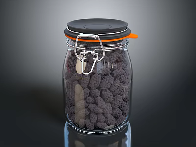 Hotpot Restaurant Glass Jar Storing Fresh Black Berries for Ingredient Preparation 3d model