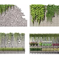 Green Plant Wall Designs With Brick Trellis And Various Plant Coverage