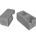 Concrete Building Blocks With Hollow Structure And Gray Texture For Architectural Use 3d model