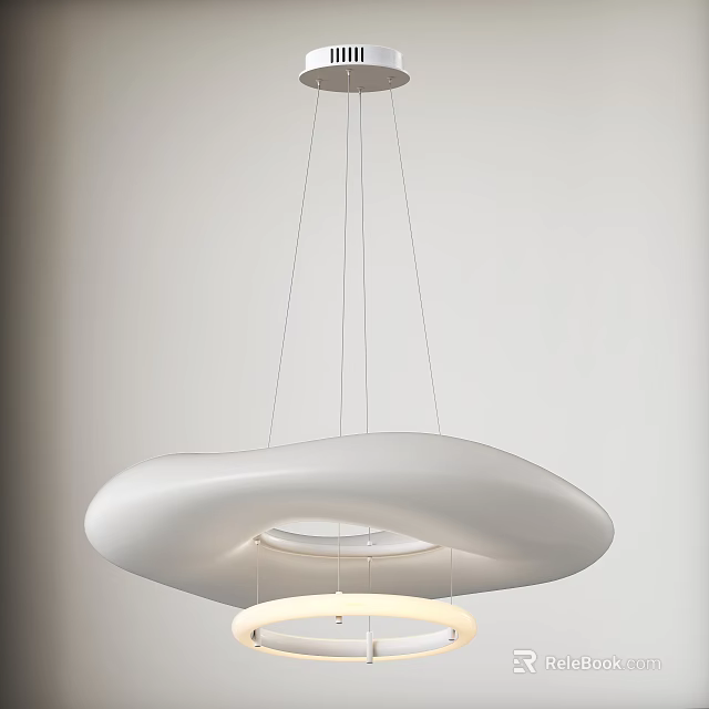 Modern White Chandelier With Unique Smooth Curved Design For Contemporary Interior 3d model 