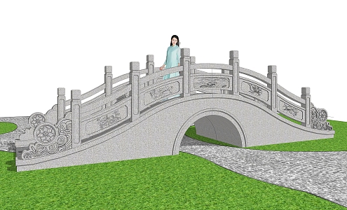 New Chinese-style Bridge Landscape Bridge 3d model