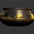 Golden Decorative Furniture Bowl With Intricate Blue Patterns And Ornate Design