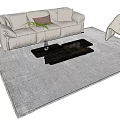 Light Colored Sofa Set With Gray Rug Black Coffee Table And Accent Chair 3d model