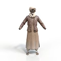 Traditional Daily Life Clothing With Brown Coat Beige Long Dress And Headscarf