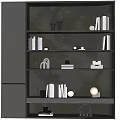Modern Decorative Items Set Display On Grey Bookshelf With Books And Soft Lighting 3d model