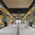 Spacious Modern Supermarket Interior Featuring Fresh Fruit Shelves Customers And Signs