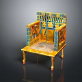 Ancient Egyptian Style Gold Chair With Blue Decorations Ornate Armrests And Intricate Carvings