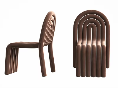 Brown Modern Dining Chairs with Curved Lines and Sleek Structure for Contemporary Interior 3d model