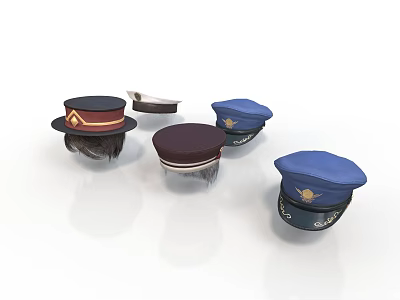 Stylish Hats as Daily Necessities Featuring Various Colors and Decorative Details 3d model
