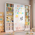 Modern Large Capacity White Bookcase Full Of Various Books And Cute Decorative Storage Boxes