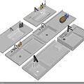 Modern White Ceramic Kitchen Sinks With Various Designs And Functional Drainboards 3d model